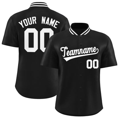 Custom Black Classic Style Authentic Stand Collar Baseball Jersey