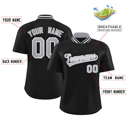 Custom Black Classic Style Authentic Stand Collar Baseball Jersey