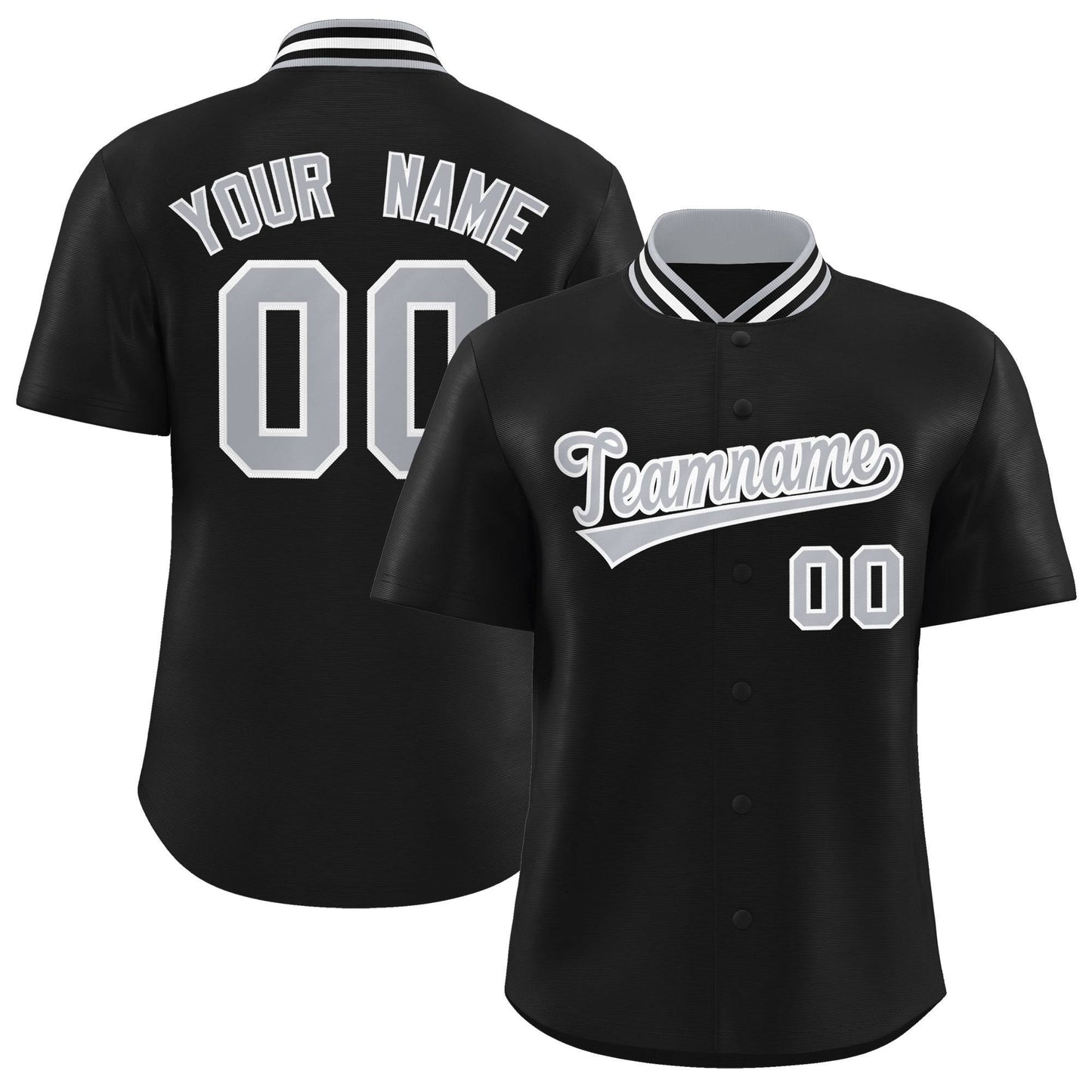 Custom Black Classic Style Authentic Stand Collar Baseball Jersey