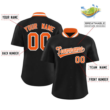 Custom Black Classic Style Authentic Stand Collar Baseball Jersey