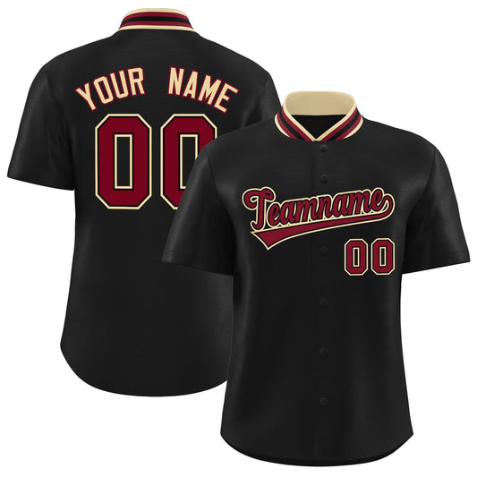 Custom Black Classic Style Authentic Stand Collar Baseball Jersey