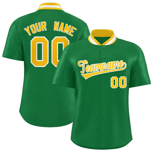 Custom Kelly Green Classic Style Authentic Stand Collar Baseball Jersey