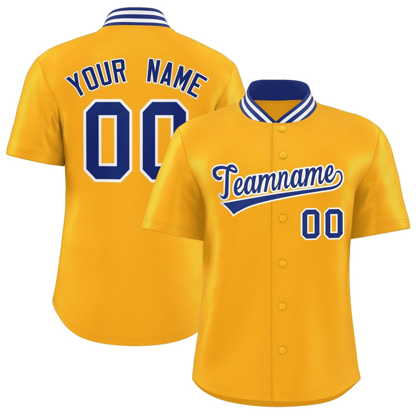 Custom Yellow Classic Style Authentic Stand Collar Baseball Jersey