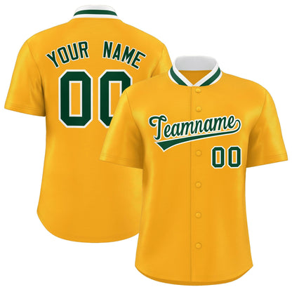 Custom Yellow Classic Style Authentic Stand Collar Baseball Jersey