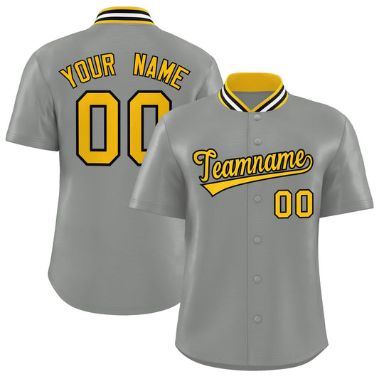 Custom Gray Classic Style Authentic Stand Collar Baseball Jersey