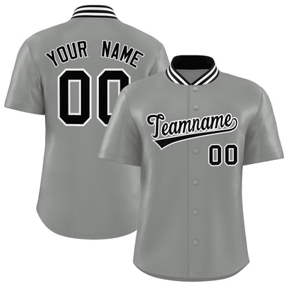 Custom Gray Classic Style Authentic Stand Collar Baseball Jersey