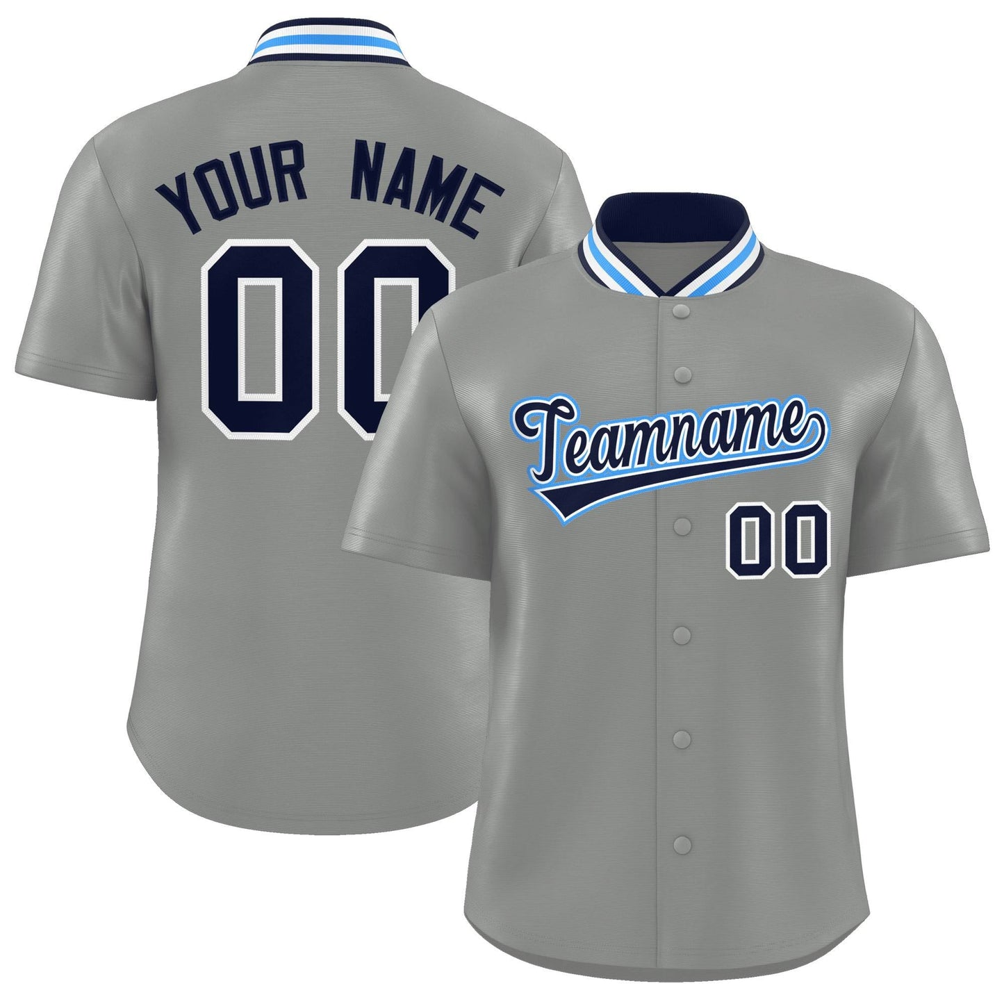 Custom Gray Classic Style Authentic Stand Collar Baseball Jersey