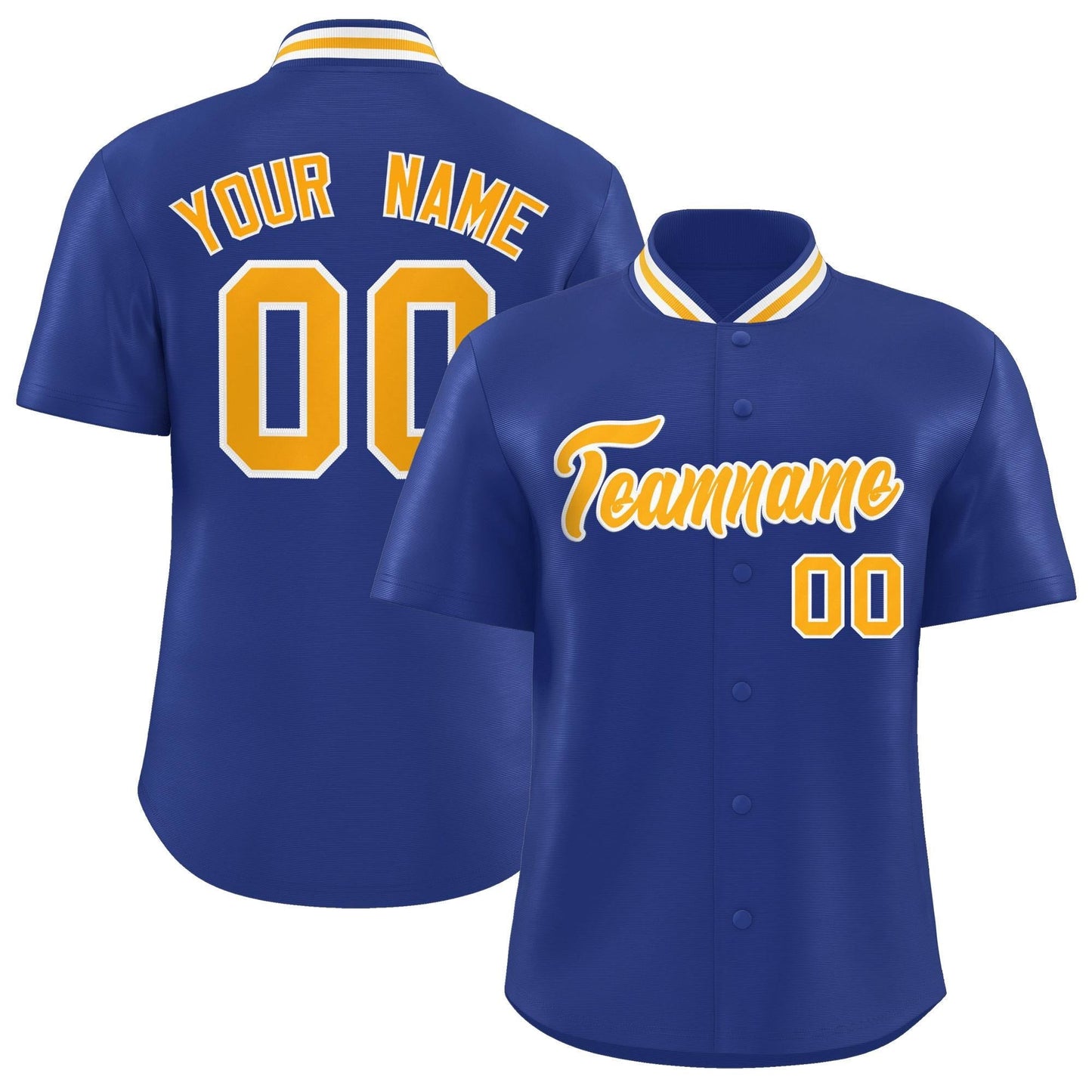 Custom Royal Classic Style Authentic Stand Collar Baseball Jersey