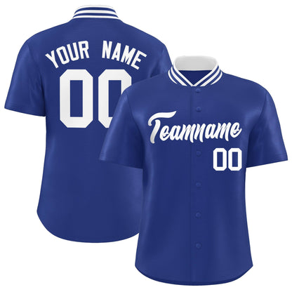 Custom Royal Classic Style Authentic Stand Collar Baseball Jersey