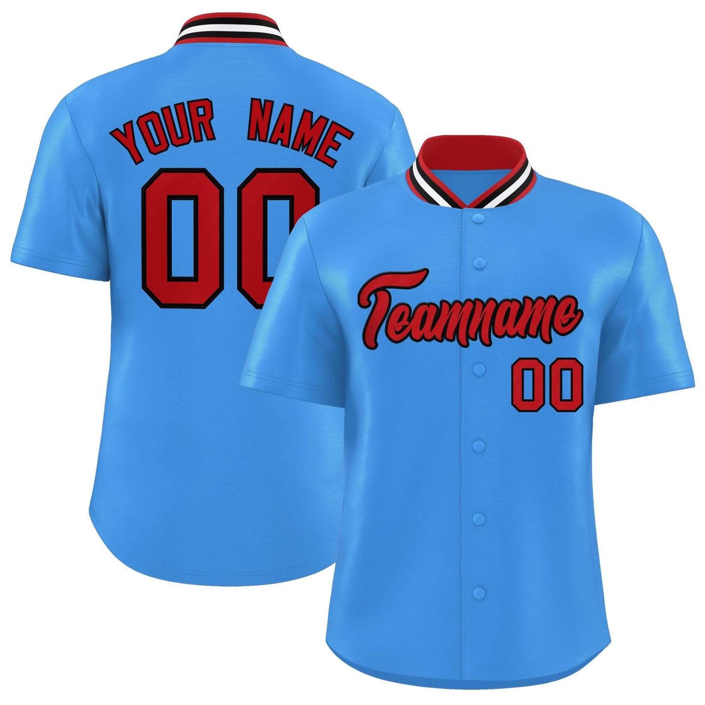 Custom Powder Blue Classic Style Authentic Stand Collar Baseball Jersey