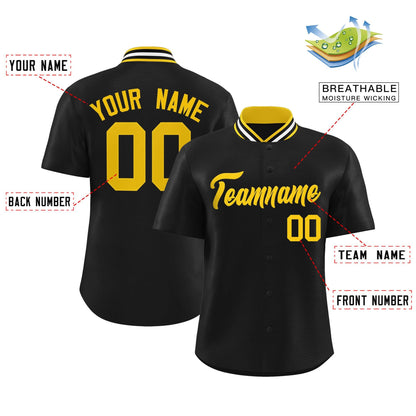 Custom Black Classic Style Authentic Stand Collar Baseball Jersey