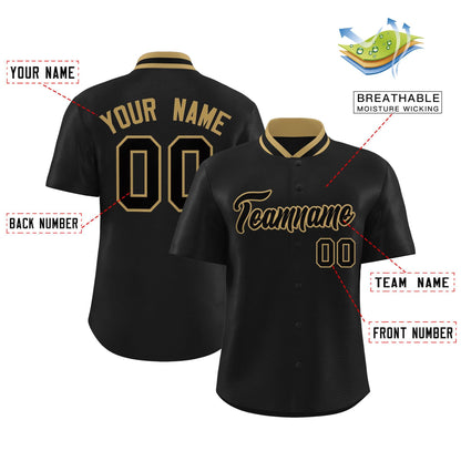 Custom Black Classic Style Authentic Stand Collar Baseball Jersey