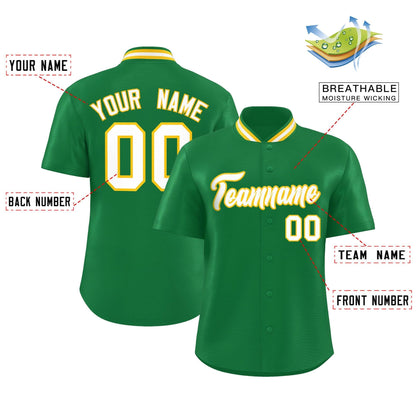 Custom Kelly Green Classic Style Authentic Stand Collar Baseball Jersey