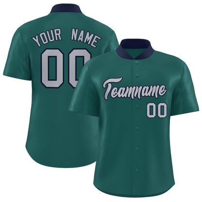 Custom Aqua Classic Style Authentic Stand Collar Baseball Jersey