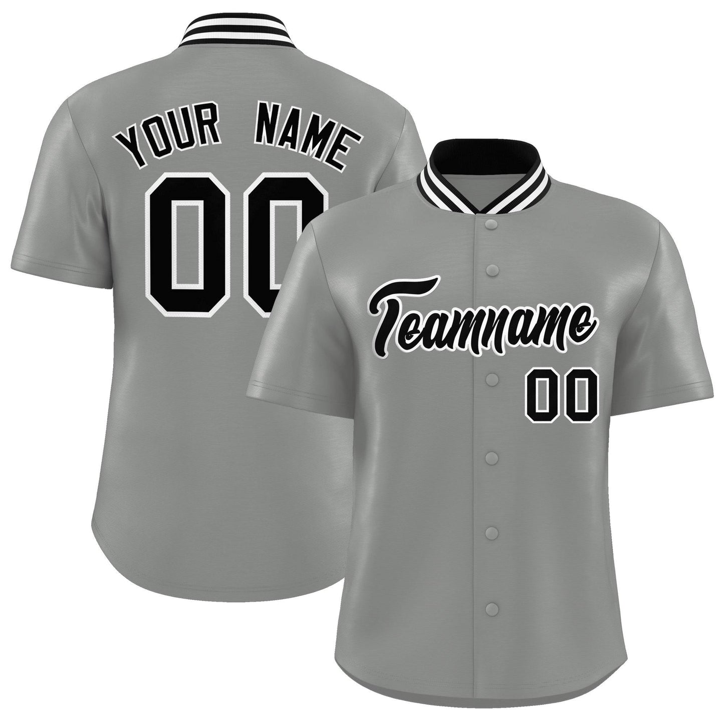 Custom Gray Classic Style Authentic Stand Collar Baseball Jersey