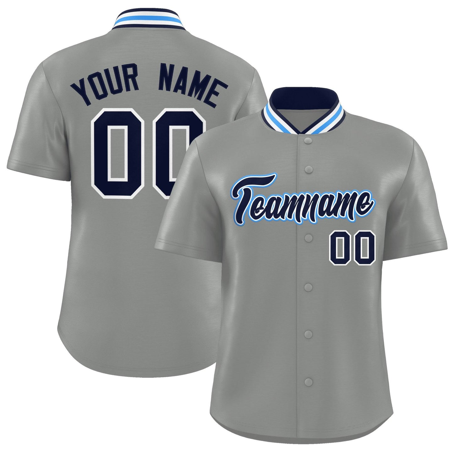 Custom Gray Classic Style Authentic Stand Collar Baseball Jersey