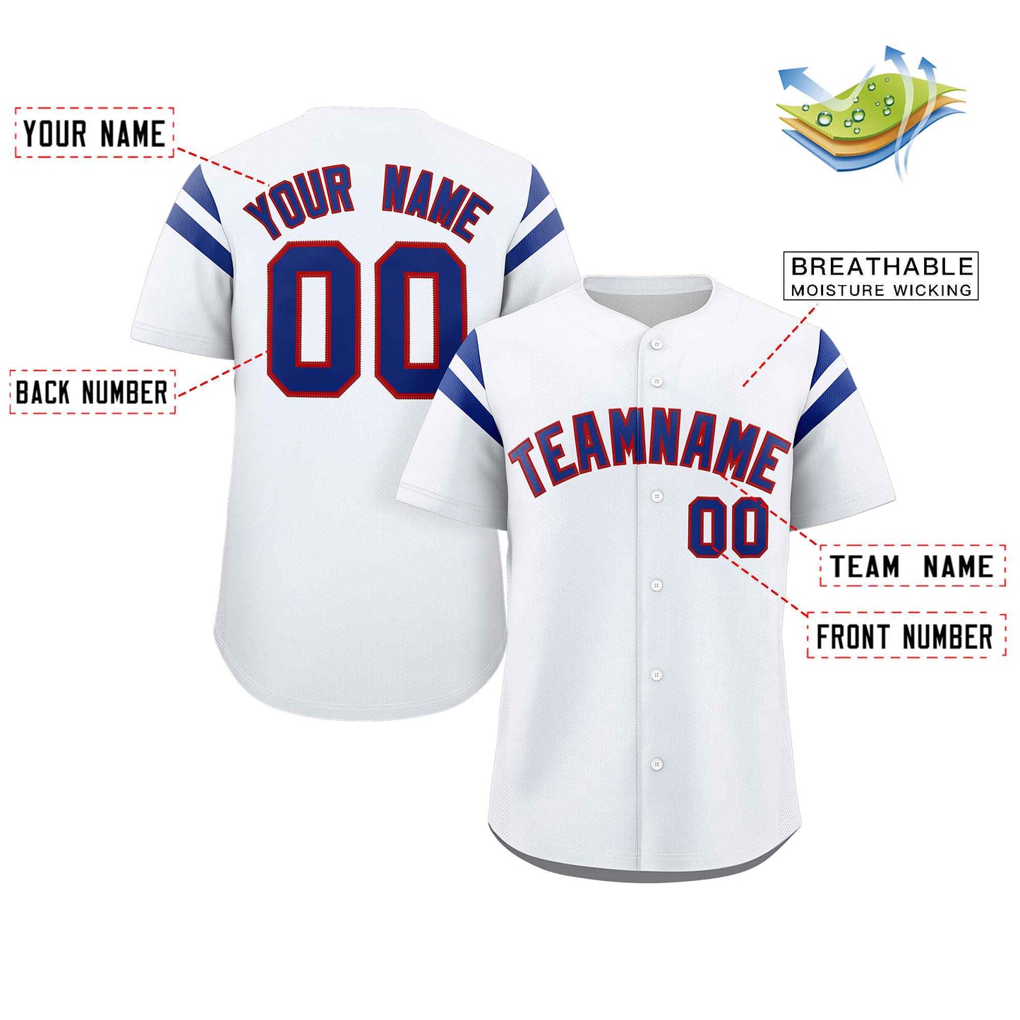 Custom White Royal Classic Style Personalized Full Button Authentic Baseball Jersey