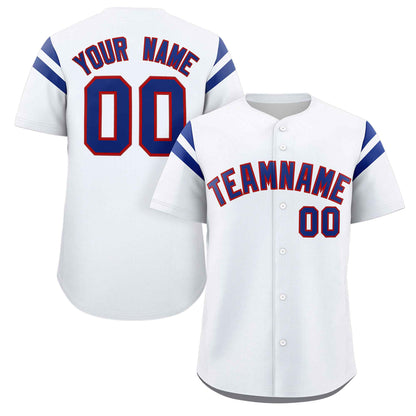 Custom White Royal Classic Style Personalized Full Button Authentic Baseball Jersey