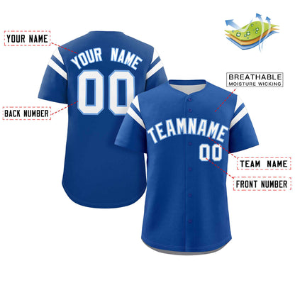 Custom Royal White Classic Style Personalized Full Button Authentic Baseball Jersey