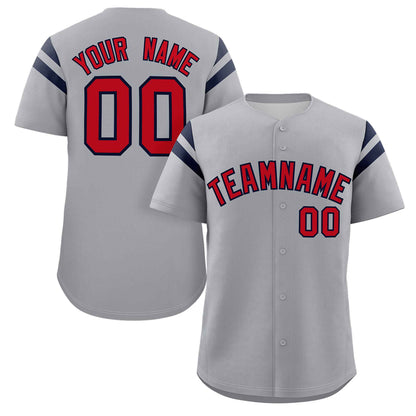 Custom Gray Red-Black Classic Style Personalized Full Button Authentic Baseball Jersey