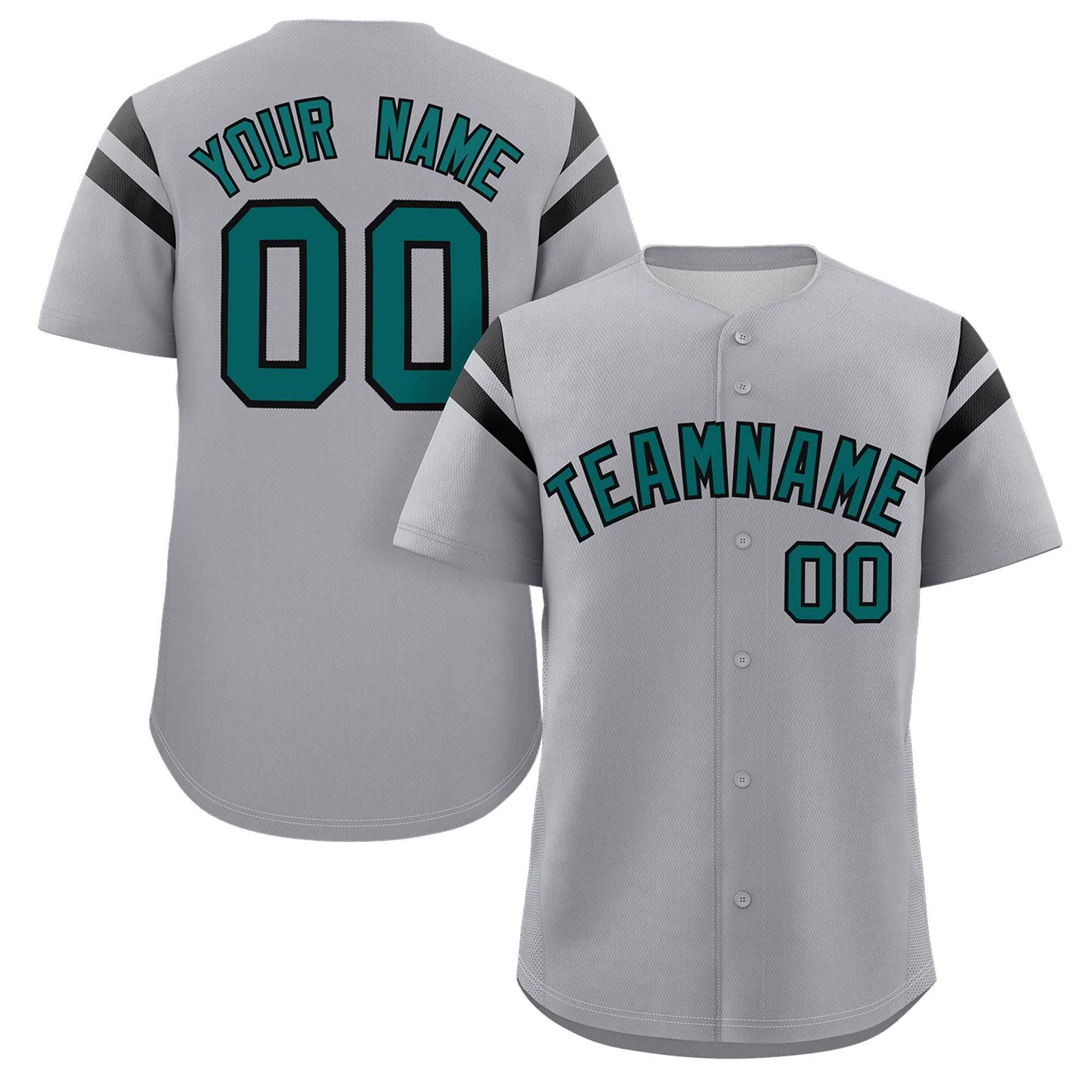 Custom Gray Aqua-Black Classic Style Personalized Full Button Authentic Baseball Jersey