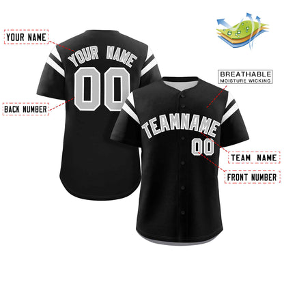 Custom Black Gray-White Classic Style Personalized Full Button Authentic Baseball Jersey