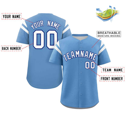 Custom Light Blue White Classic Style Personalized Full Button Authentic Baseball Jersey