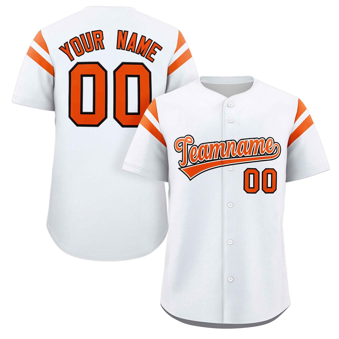 Custom White Orange Classic Style Personalized Full Button Authentic Baseball Jersey