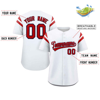 Custom White Red Classic Style Personalized Full Button Authentic Baseball Jersey