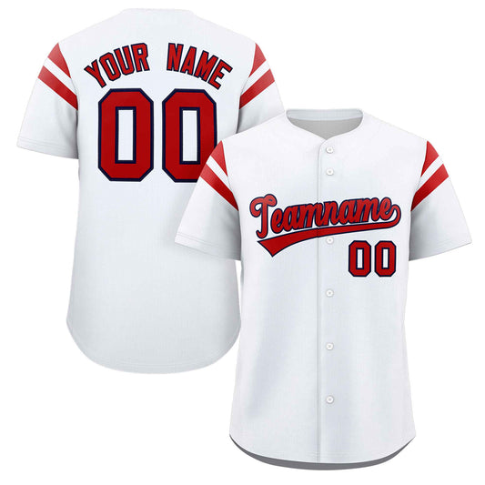 Custom White Red Classic Style Personalized Full Button Authentic Baseball Jersey