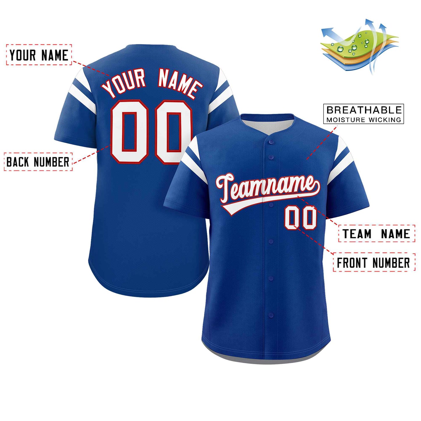 Custom Royal White Classic Style Personalized Full Button Authentic Baseball Jersey