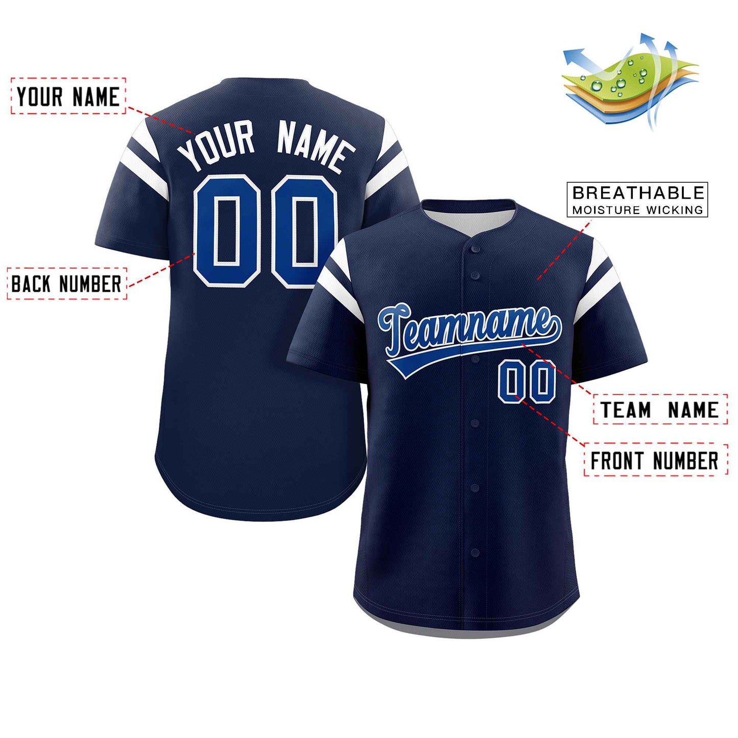 Custom Royal White Classic Style Personalized Full Button Authentic Baseball Jersey