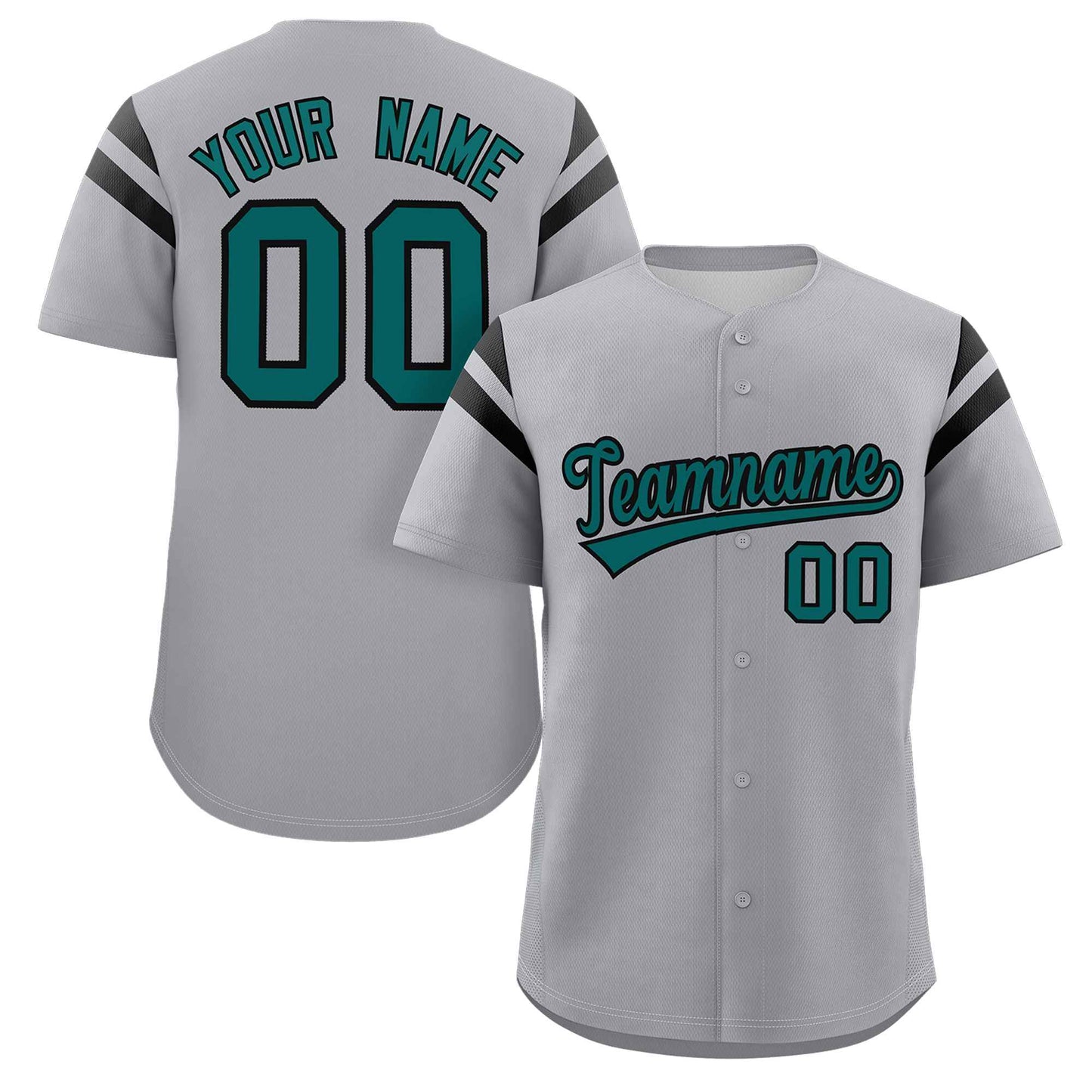 Custom Gray Aqua-Black Classic Style Personalized Full Button Authentic Baseball Jersey