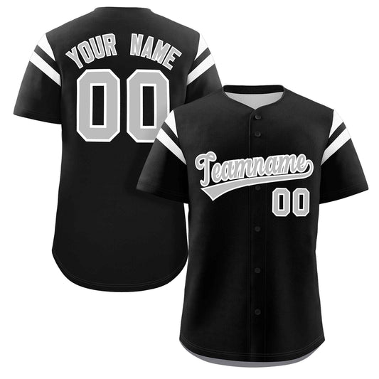 Custom Black Gray-White Classic Style Personalized Full Button Authentic Baseball Jersey