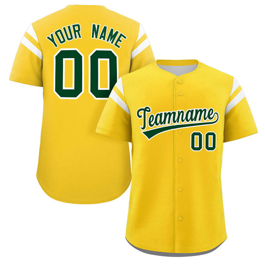 Custom Gold Green-White Classic Style Personalized Full Button Authentic Baseball Jersey