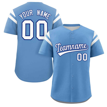 Custom Light Blue White Classic Style Personalized Full Button Authentic Baseball Jersey