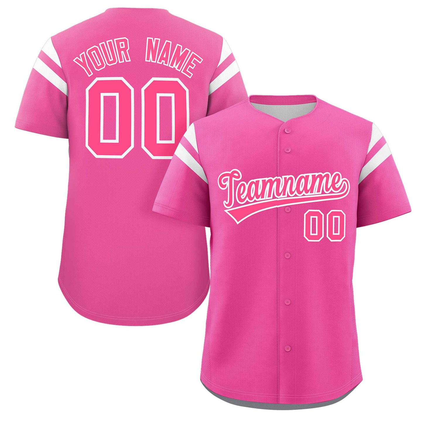 Custom Pink White Classic Style Personalized Full Button Authentic Baseball Jersey