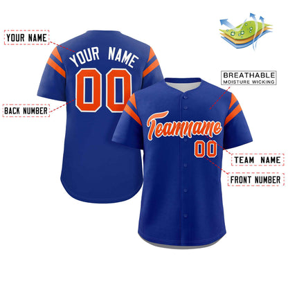 Custom Royal Orange Classic Style Personalized Full Button Authentic Baseball Jersey