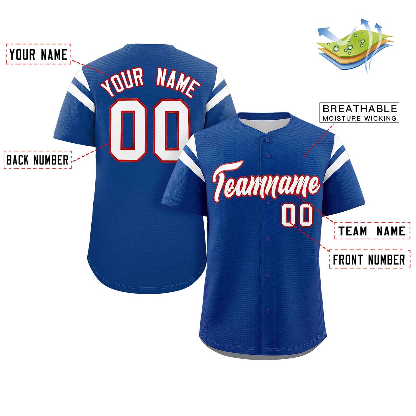 Custom Royal White Classic Style Personalized Full Button Authentic Baseball Jersey