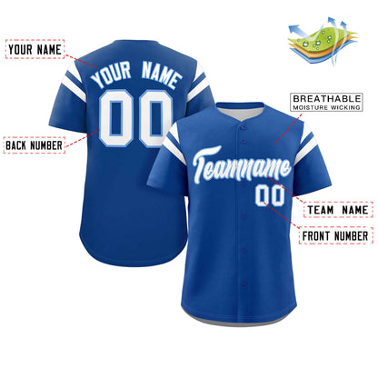 Custom Royal White Classic Style Personalized Full Button Authentic Baseball Jersey