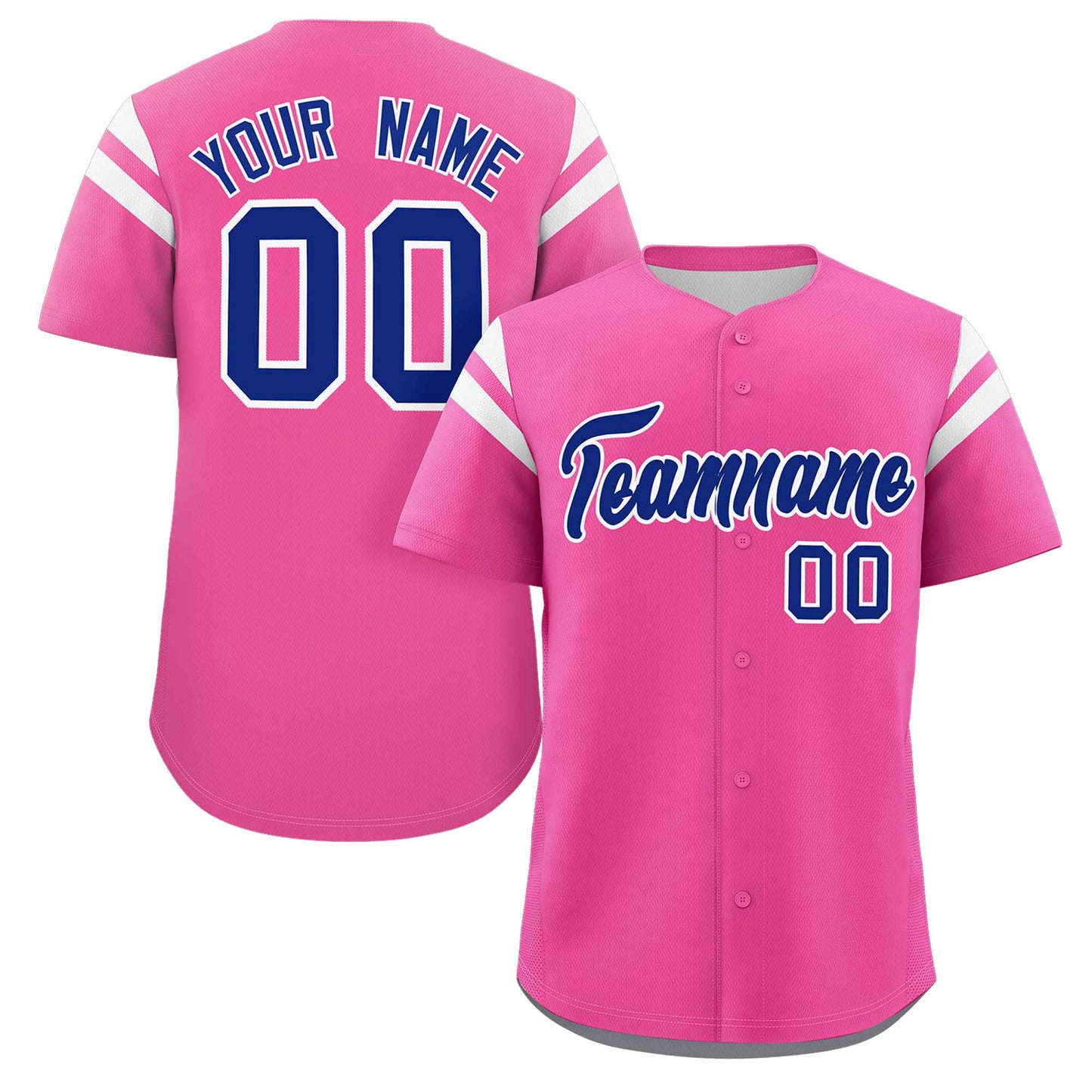 Custom Pink Royal-White Classic Style Personalized Full Button Authentic Baseball Jersey