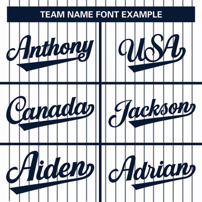 Custom White Navy Stripe Fashion Design Full Button Authentic Baseball Jersey