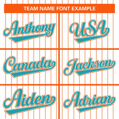 Custom White Orange-Aqua Stripe Fashion Design Full Button Authentic Baseball Jersey