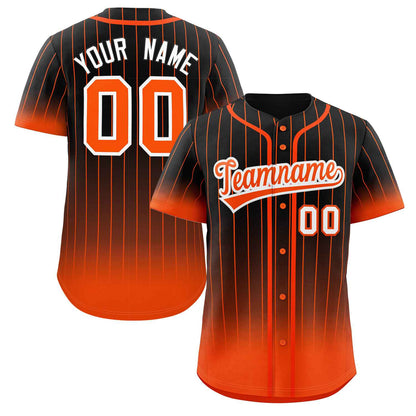 Custom Black Orange-White Gradient Stripe Fashion Authentic Baseball Jersey