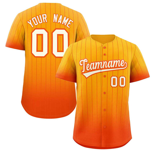 Custom Yellow Orange-White Gradient Stripe Fashion Authentic Baseball Jersey