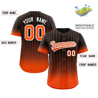 Custom Black Orange-White Gradient Stripe Fashion Authentic Baseball Jersey