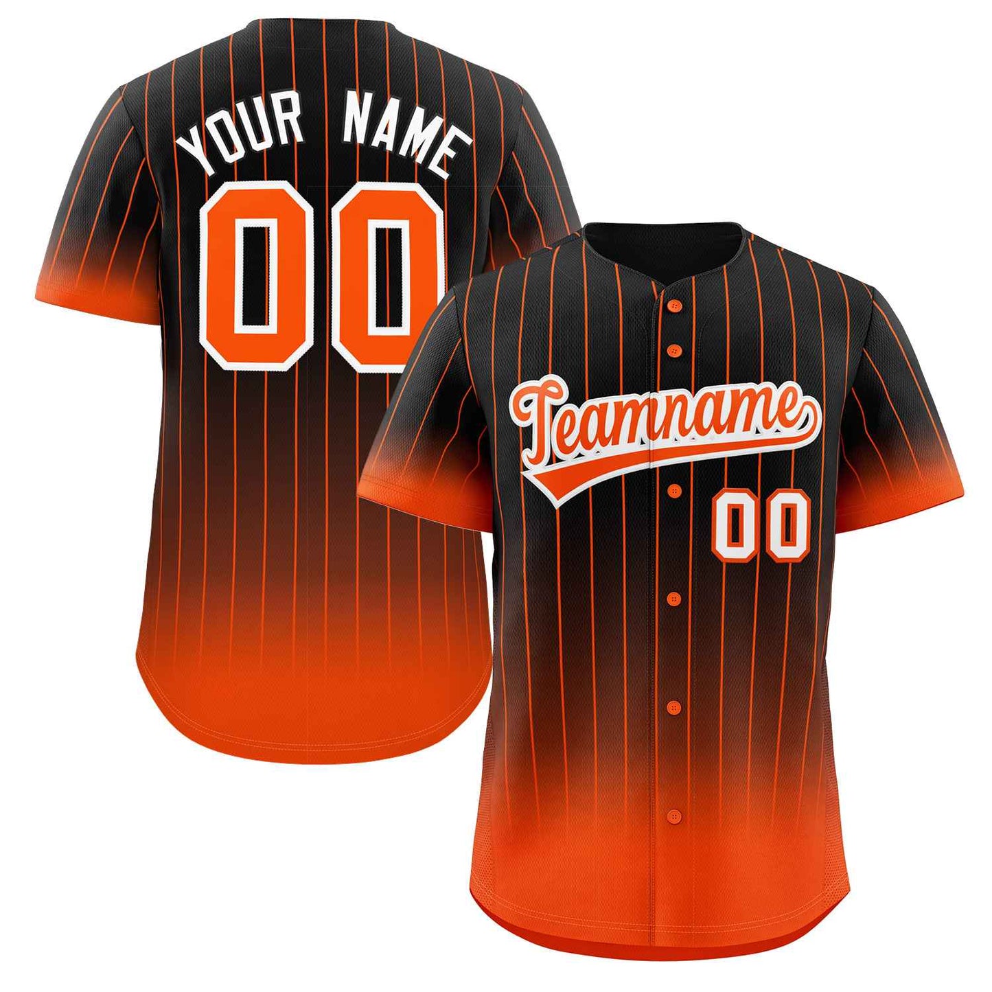 Custom Black Orange-White Gradient Stripe Fashion Authentic Baseball Jersey