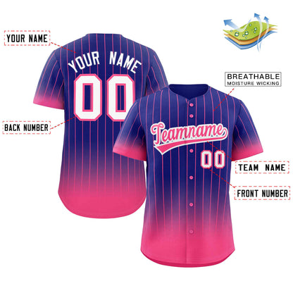 Custom Purple Pink-White Gradient Stripe Fashion Authentic Baseball Jersey