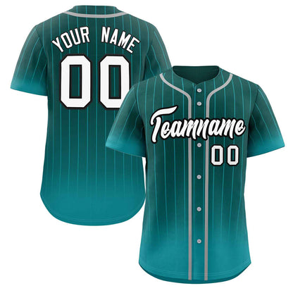 Custom Aqua white-Black Gradient Stripe Fashion Authentic Baseball Jersey