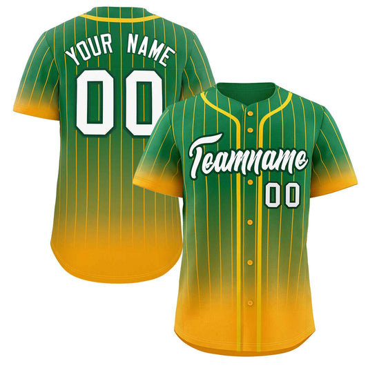 Custom Teal Yellow-White Gradient Stripe Fashion Authentic Baseball Jersey